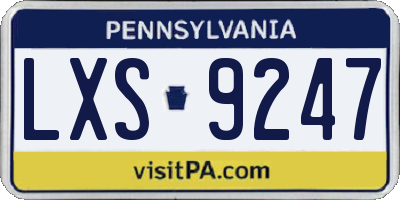 PA license plate LXS9247