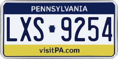 PA license plate LXS9254