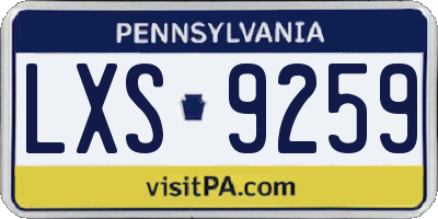 PA license plate LXS9259