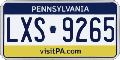 PA license plate LXS9265