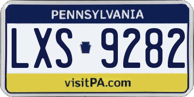 PA license plate LXS9282
