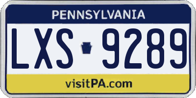 PA license plate LXS9289