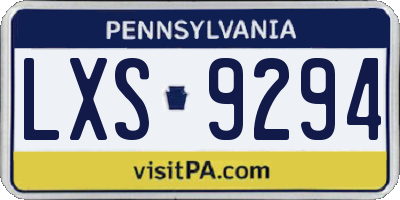 PA license plate LXS9294
