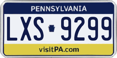 PA license plate LXS9299
