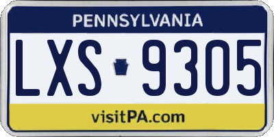 PA license plate LXS9305