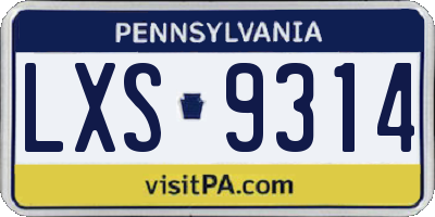 PA license plate LXS9314