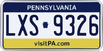 PA license plate LXS9326
