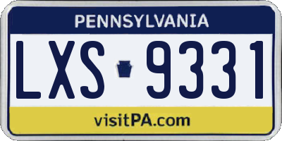 PA license plate LXS9331
