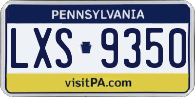 PA license plate LXS9350