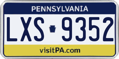 PA license plate LXS9352