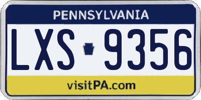 PA license plate LXS9356