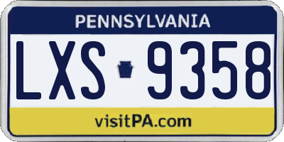 PA license plate LXS9358