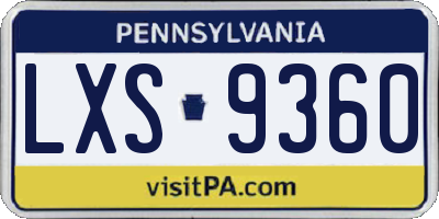 PA license plate LXS9360