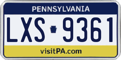 PA license plate LXS9361