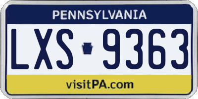 PA license plate LXS9363