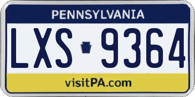 PA license plate LXS9364