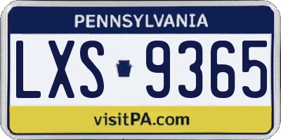 PA license plate LXS9365