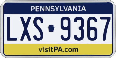 PA license plate LXS9367