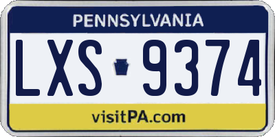 PA license plate LXS9374