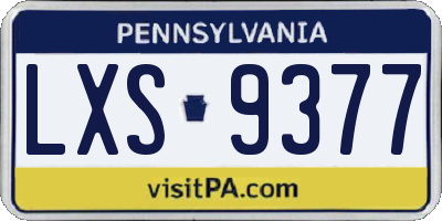 PA license plate LXS9377