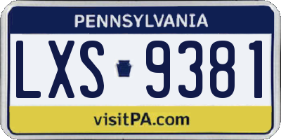 PA license plate LXS9381