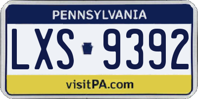 PA license plate LXS9392