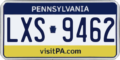 PA license plate LXS9462