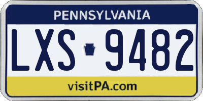 PA license plate LXS9482