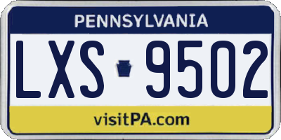 PA license plate LXS9502