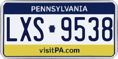PA license plate LXS9538