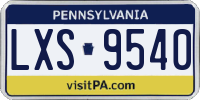 PA license plate LXS9540