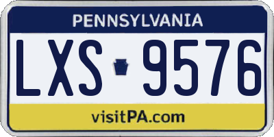 PA license plate LXS9576