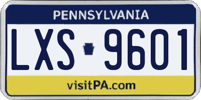 PA license plate LXS9601
