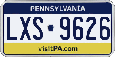 PA license plate LXS9626