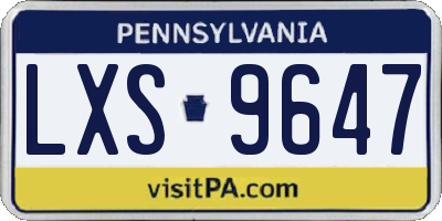 PA license plate LXS9647