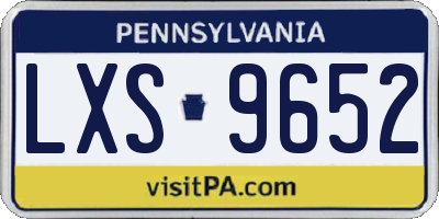 PA license plate LXS9652