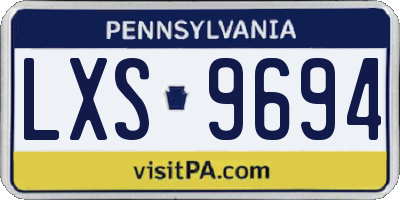 PA license plate LXS9694
