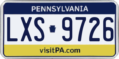 PA license plate LXS9726