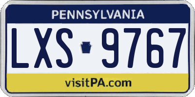 PA license plate LXS9767