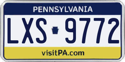 PA license plate LXS9772