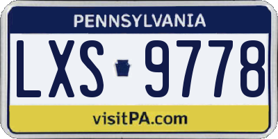 PA license plate LXS9778