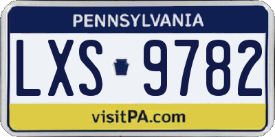 PA license plate LXS9782