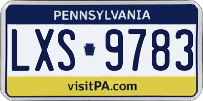 PA license plate LXS9783