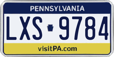 PA license plate LXS9784