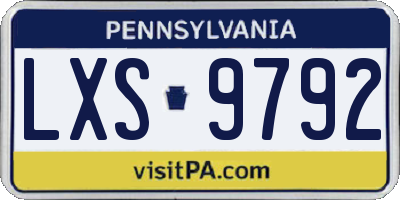 PA license plate LXS9792