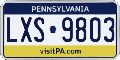 PA license plate LXS9803
