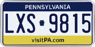 PA license plate LXS9815
