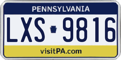 PA license plate LXS9816