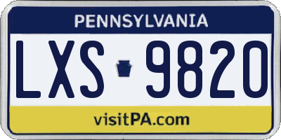 PA license plate LXS9820