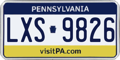 PA license plate LXS9826